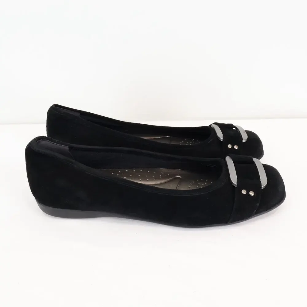 Trotters Sizzle Signature Flat Black Suede Flats Size 7